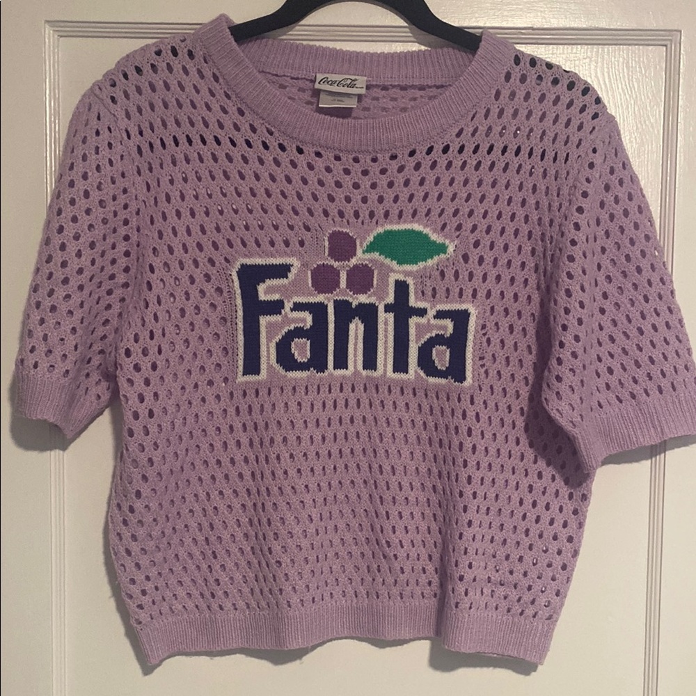 Coca Cola branded Purple Fanta Knit short sleeve Sweater unique vibe XL unique